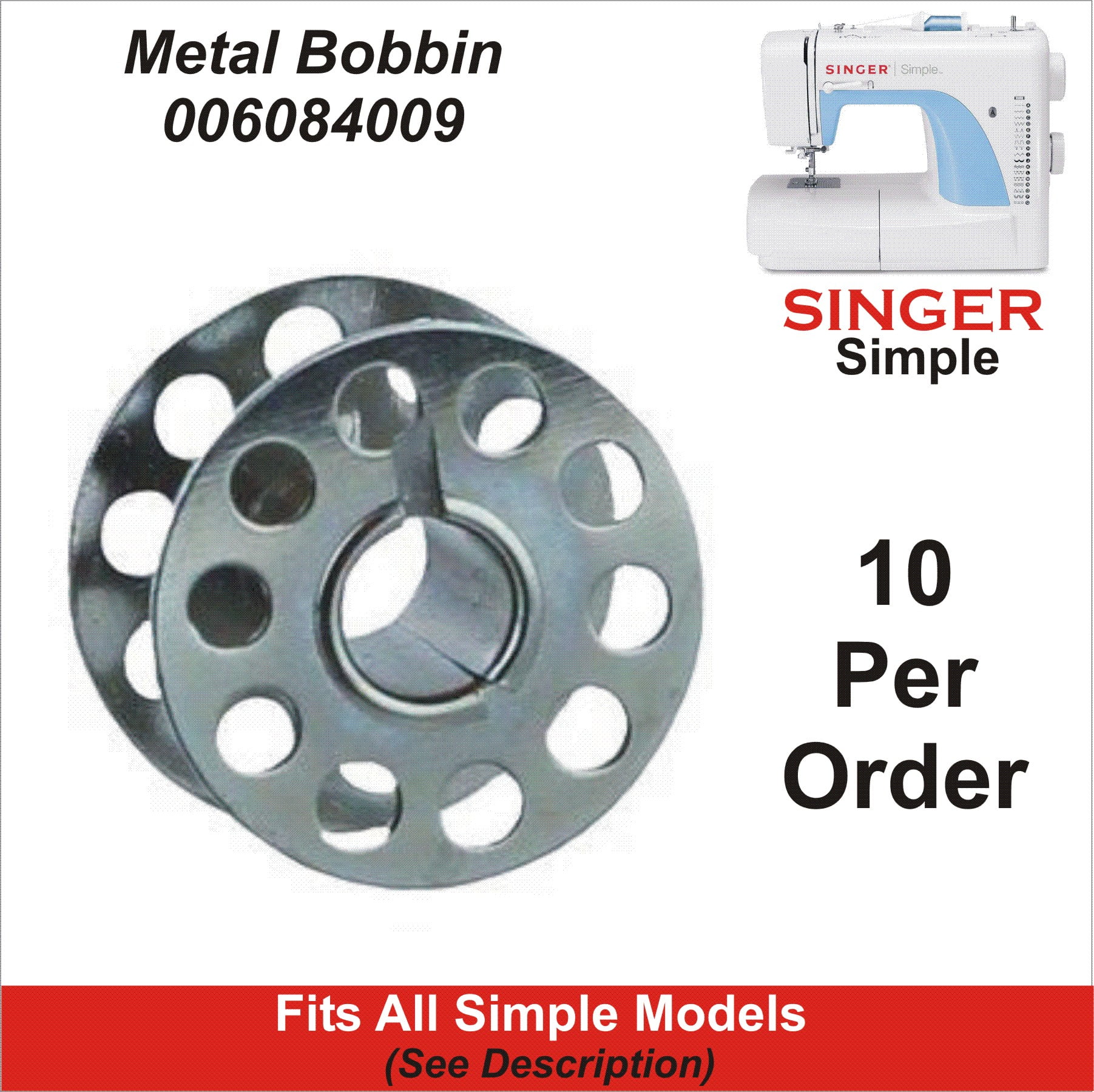 Singer Simple Compatible Metal Bobbin Fits All Simple Models Including