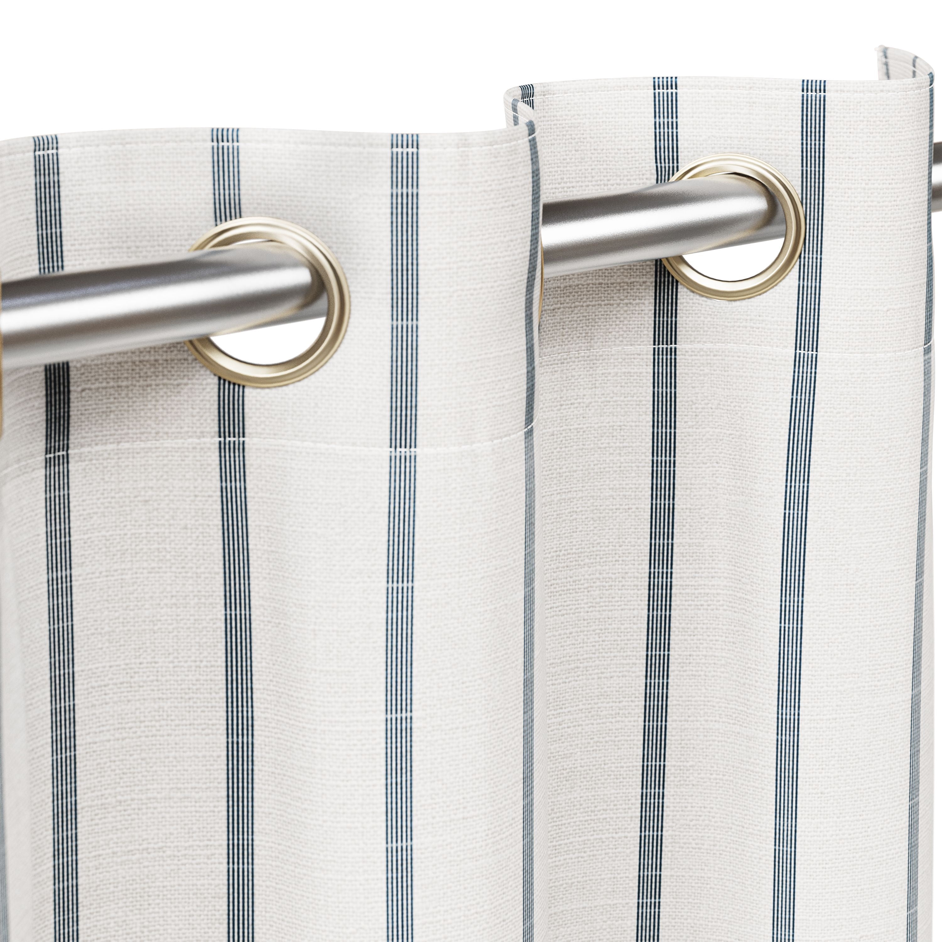 Mainstays Kids White and Blue Stripe Light Filtering Grommet Single Curtain Panel, 38" W x 95" L