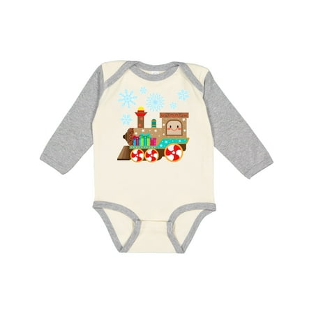 

Inktastic Merry Christmas Train with Presents and Snowflakes Gift Baby Boy or Baby Girl Long Sleeve Bodysuit
