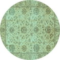 thumbnail image 1 of Ahgly Company Indoor Round Oriental Light Blue Traditional Area Rugs, 5' Round, 1 of 4
