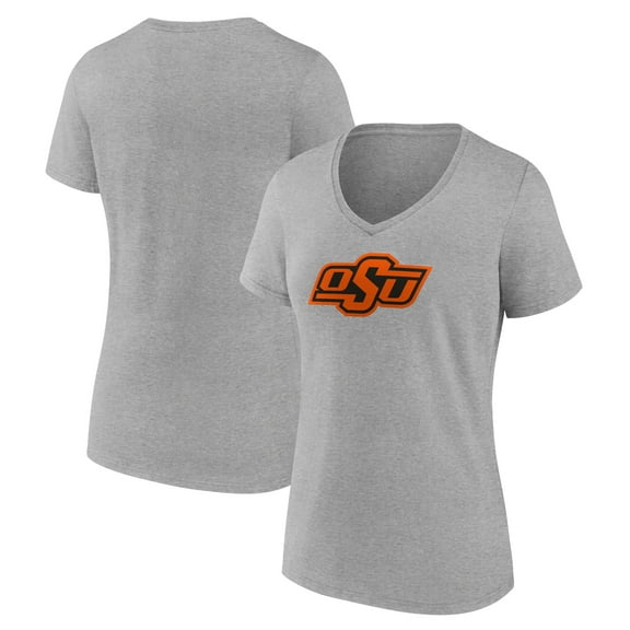 Women's Gray Oklahoma State Cowboys Team Logo V-Neck T-Shirt