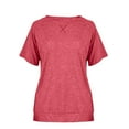 thumbnail image 4 of Diufon Sweat Tees for Women Summer Casual Solid Color Tops Round Neck Short Sleeve T-Shirts, 4 of 7