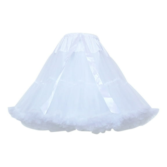 Mepaouo Crinoline Petticoats for Women Vintage Tulle Elastic Waist Chiffon Half Slip Tutu Underskirt