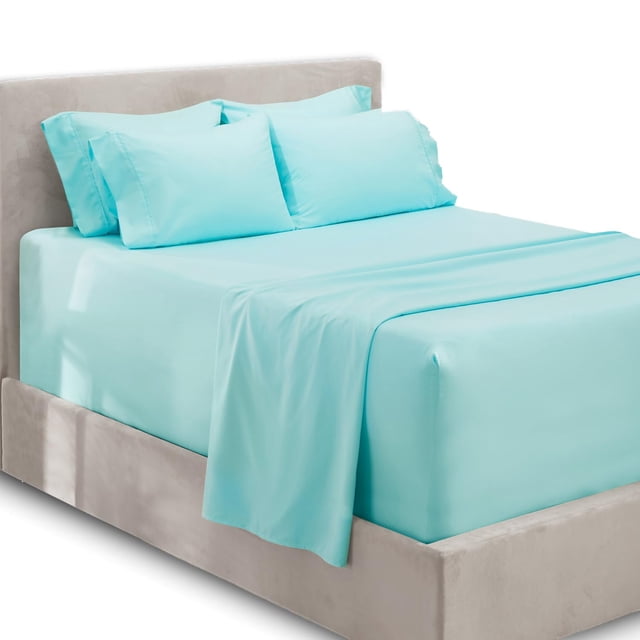 Juego de sábanas Hearth & Harbor Extra Deep Pocket Queen Aqua Blue