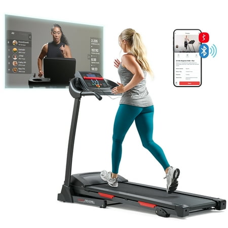 Sunny Health & Fitness Incline Foldable Treadmill w Shock Absorption w Free SunnyFit® App Membership - SF-T4400SMART