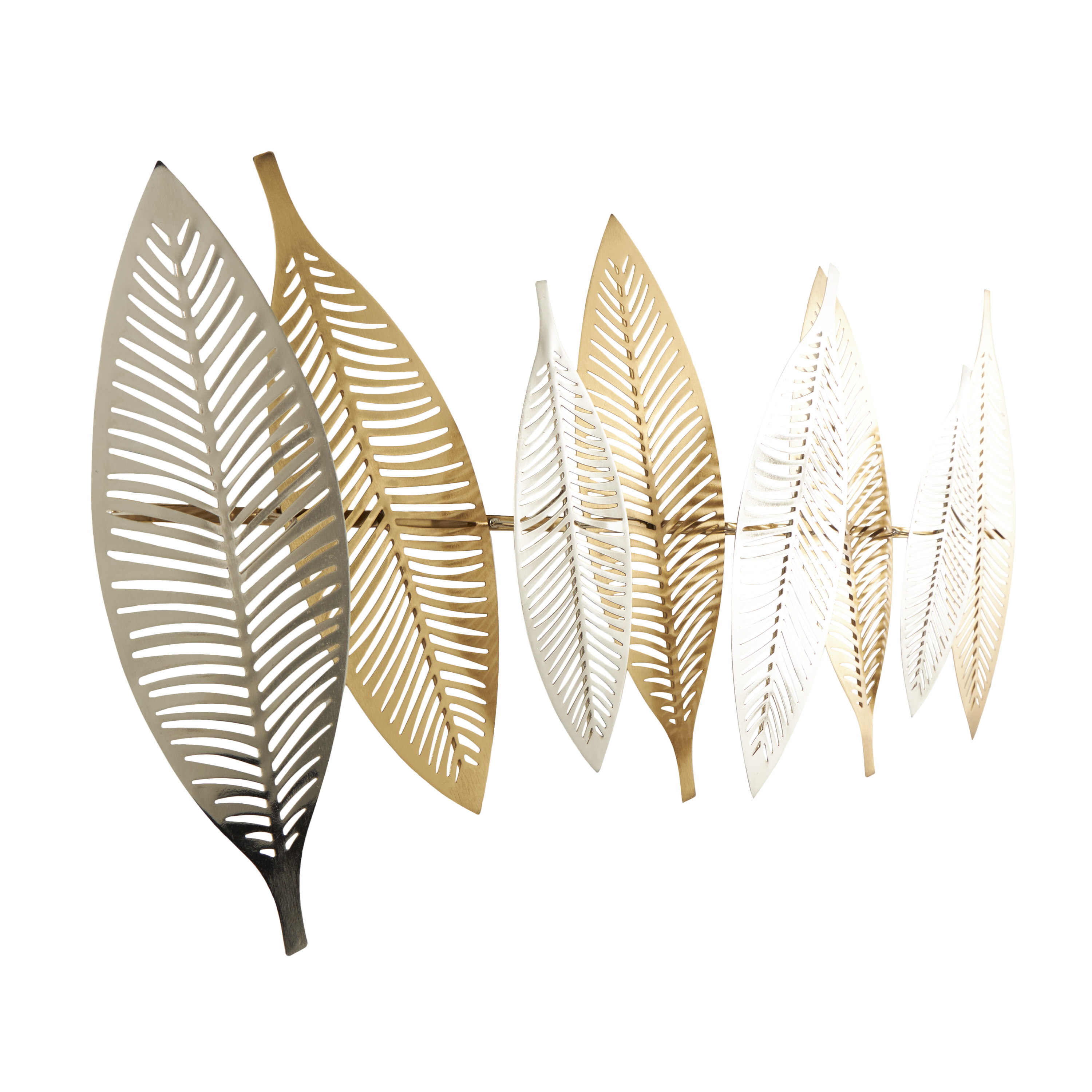DecMode Gold Metal Metallic Leaf Wall Decor with Silver Accents