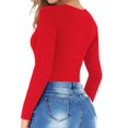 thumbnail image 3 of Body MANGOPOP para mujer, cuello redondo, manga larga, rojo, 3 of 5