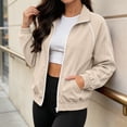 thumbnail image 6 of Sweatshirt Jacket for Women Stand Collar Full Zip Long Sleeve Casual Athletic Outerwear with Pockets for Daily Wear 2XL, 6 of 7