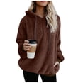 thumbnail image 2 of Pull à Capuche Manches Longues Hiver Femmes Pull Chaud avec 1/4 Zip, 2 of 7