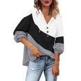 thumbnail image 1 of Womens Long Sleeve Shirts Womens V-Neck Long Sleeve Shirts Button Down Colorblock Sweatshirts Hoodies Tunic Tops with Drawstring Long Sleeve Shirts for Women Button Down Shirts for Women, 1 of 6