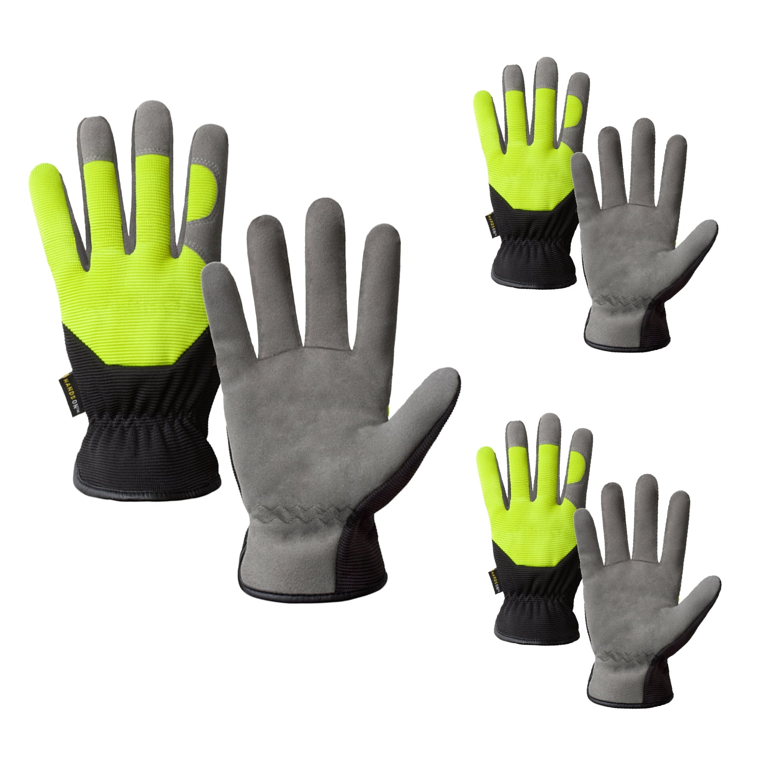 HD0002-M-72PK, Hi-Dexterity Multi-Purpose Synthetic Leather Gloves,  Hi-Viz Spandex Back, Slip-On Style, 72 Pair Value Pack