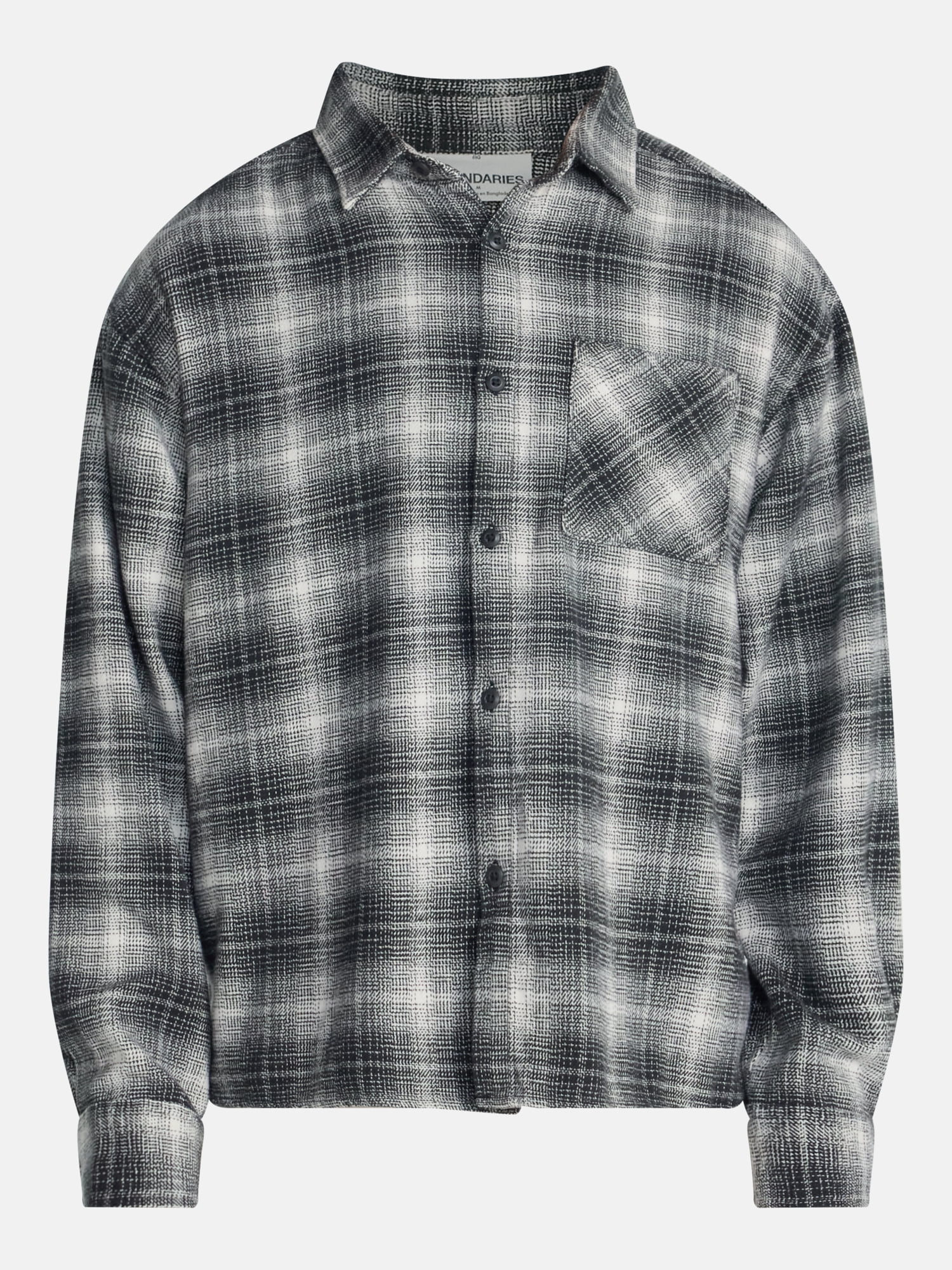 No Boundaries Boxy Cotton Plaid Flannel with Long Sleeves, Men's and Big Men's XS-4XLT
