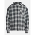 thumbnail image 5 of No Boundaries Boxy Cotton Plaid Flannel with Long Sleeves, Men's and Big Men's XS-4XLT, 5 of 5