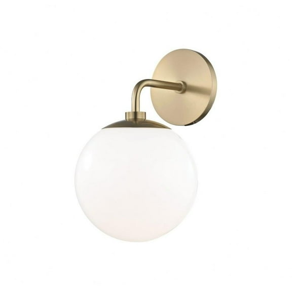 1 Light Contemporary Metal Wall Sconce with Globe White Glass-11.5 inches H By 7 inches W-Aged Brass Finish Bailey Street Home 735-Bel-2692797