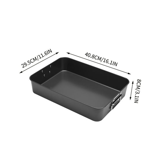 Hiroekza Plaque de Cuisson Rectangulaire Antiadhésive - Grande Rôtissoire pour Four, Parfaite pour Lasagne, Poulet, Dinde et Plus - Acier au Carbone Durable avec Poignées Noir