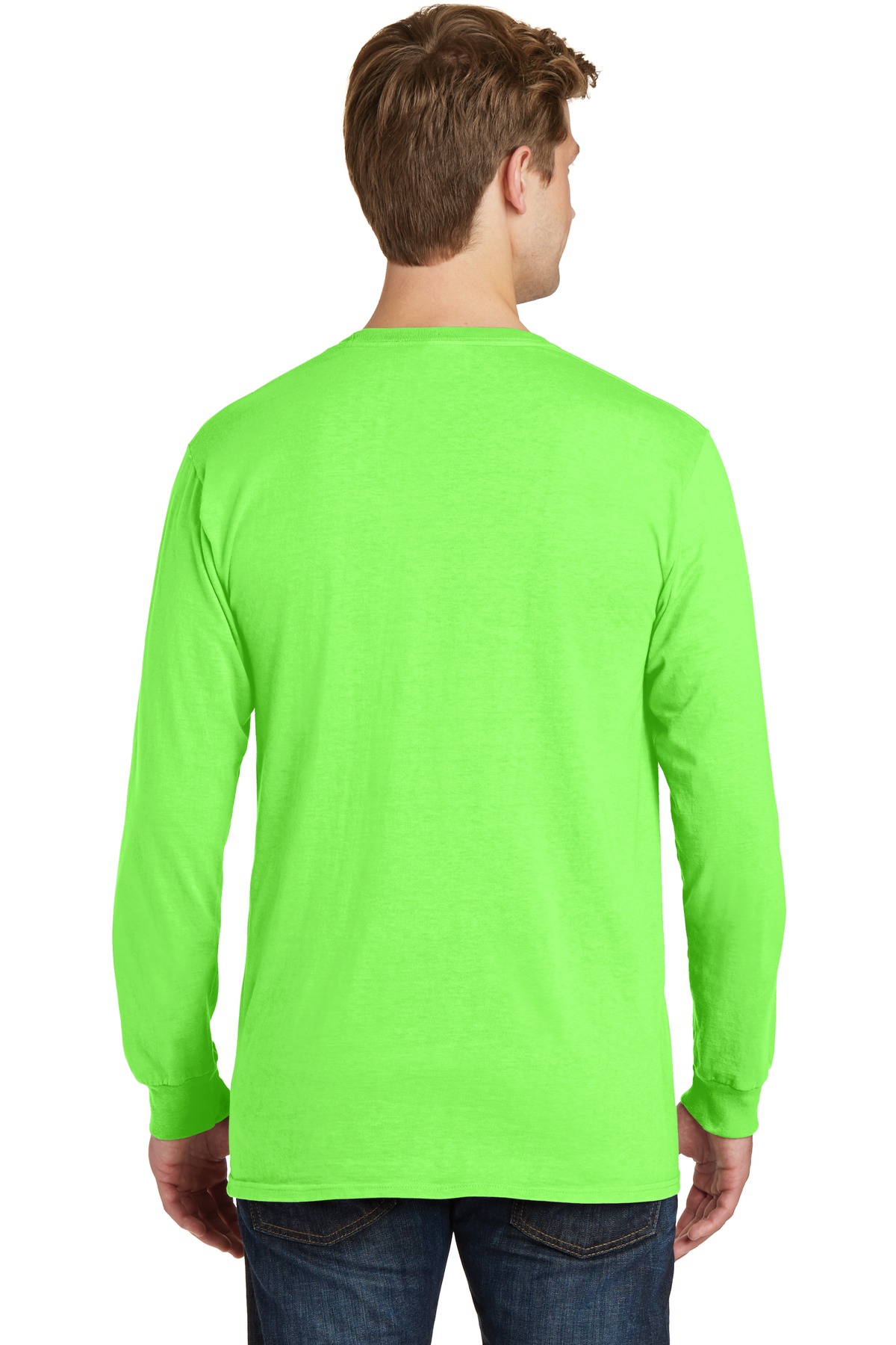 Port & Company Pigment Dyed Long Sleeve Pocket Tee-M (Neon Green) - image 2 of 6