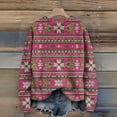 thumbnail image 5 of WTOBBY Women's Christmas Snowflake Print Round Neck Sweater, Oversized Knit Pullover with Cute Design, Long Sleeve Top for Christmas and Winter,Hot Pink XL, 5 of 5