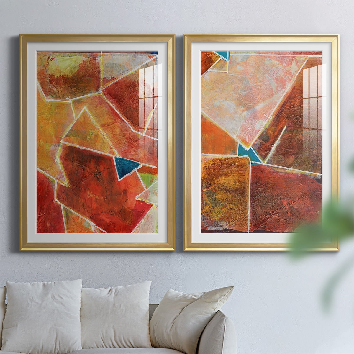 Wexford Home Primary Connection VII Premium Framed Print, 30.5" x 42.5" - Ready to Hang, Gold (Set of 2)