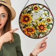 thumbnail image 4 of Sunflower Stained Glass Suncatchers, Round Sunflower Stained Glass Panel Home Decor, Hand-Painted Sunflower Sun Catchers Gifts for Christmas, Birthday, 4 of 6