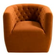 thumbnail image 5 of Delaney Burnt Orange Velvet Swivel Chair - Solid Wood Legs, 28" Wide, Modern Living Room Accent Chair, Comfortable Ergonomic Design with Tufted Detail, 5 of 18
