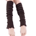 thumbnail image 3 of SPRING PARK Fashion Women's Ruffle W-shaped Solid Color Knee High Knitted Leg Warmers Pleated Long Yoga Boot Cover Socks, 3 of 3