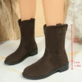 thumbnail image 4 of Viluyesy Womens Comfort Boots, Wide Calf Round Toe Low Heels Fall Winter Retro Suede Boots Coffee US6, 4 of 9