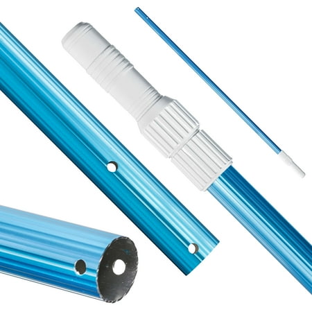 u.s. pool supply professional 8 foot blue anodized aluminum telescopic swimming pool pole adjustable 2 piece expandable step-up - attach connect skimmer nets rakes brushes vacuum heads with hoses