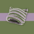 thumbnail image 2 of UFOUND Women Winter Cat Ears Hats Soft Slouchy Striped Knitted Hat Trendy Warm Crochet Braided Knitted Hats, 2 of 4