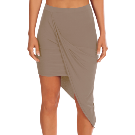 Simlu Womens Banded High Waisted Skirt Draped Beach Cover Up