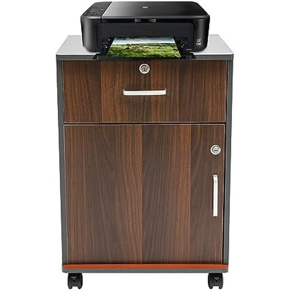 Office Filing Cabinets,Large Printer Stand,Paper Shredder Stand  with Wheels and Open Storage Shelves,Rolling Printer Stand with Drawers,for Office, Living Room,Home,Kitchen