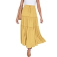 thumbnail image 1 of MAWCLOS Women Midi Skirt High Waist Skirts Swing Drawstring Bohemian Ruffle Khaki XL, 1 of 4