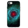 thumbnail image 1 of DistinctInk Clear Shockproof Hybrid Case for iPhone 7 8 SE (2020 Model) 4.7" Screen TPU Bumper Acrylic Back Tempered Glass Screen Protector - Blue Teal Black Helix Nebula - Show Your Love of Astronomy, 1 of 5