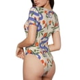 thumbnail image 3 of Daiia Snake print Women's Crew Neck Short Sleeve Bodysuit Fashion Tops Fit Casual Basic Extender Bodysuit-Medium, 3 of 9