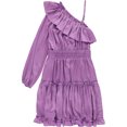 thumbnail image 2 of bar III Vestido de un hombro con volantes para mujer, Púrpura, XS, 2 of 2