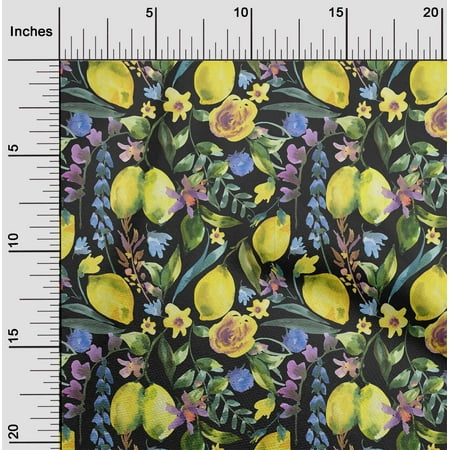 oneOone Cotton Silk Black Fabric Leaves & Rose Floral Dress Material Fabric Print Fabric By The Yard 42 Inch Wide