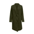thumbnail image 5 of Stichou Pea Coats For Women Winter Classic Notch Lapel Single Breasted Trench Coat Wool Blend Long Sleeve Overcoat Army Green 3XL, 5 of 6