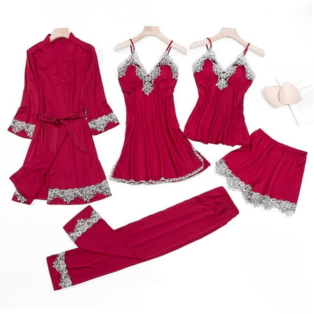 

Female Pajamas Set 5pcs Sleepwear Lace Comfortable Sleepwear Loungewear