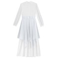 thumbnail image 7 of YiZYiF Girls Metallic Color Block Church Praise Dance Dress Long Sleeve Worship Liturgical Tunic Silver 8, 7 of 7