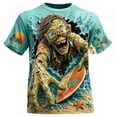 thumbnail image 2 of FASHOFT Halloween Shirts for Men Horror Skeleton Pumpkin Zombie Gothic Novelty Graphic Tees Short Sleeve Crew Neck Funny Graphic T-Shirt Sky Blue L, 2 of 4