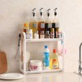 thumbnail image 3 of Estante de almacenamiento de cocina de doble capa de plástico multiusos, estante organizador de baño (blanco), 3 of 3