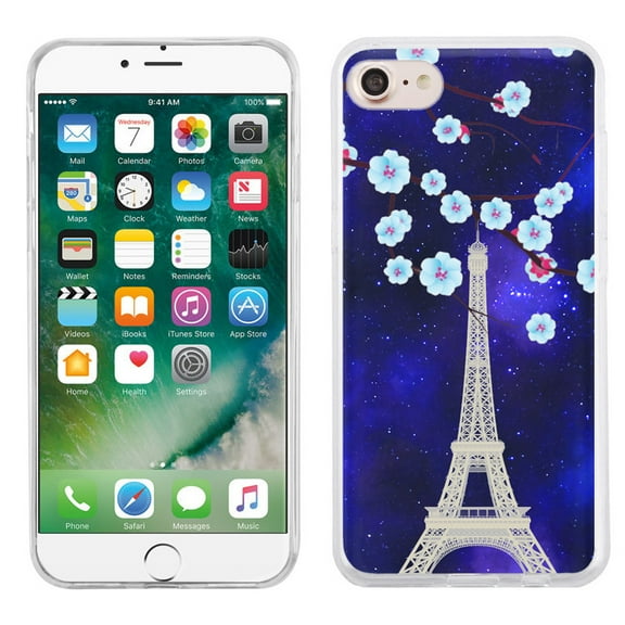 Slim-Fit case for Apple iPhone 8, OneToughShield ® TPU Gel Protector Phone Case - Eiffel Tower Stars