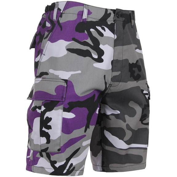 Two Tone Camo Cargo Shorts Military Fatigues Army Tactical BDU 6-Pocket - Purple/Gray Camo / Medium