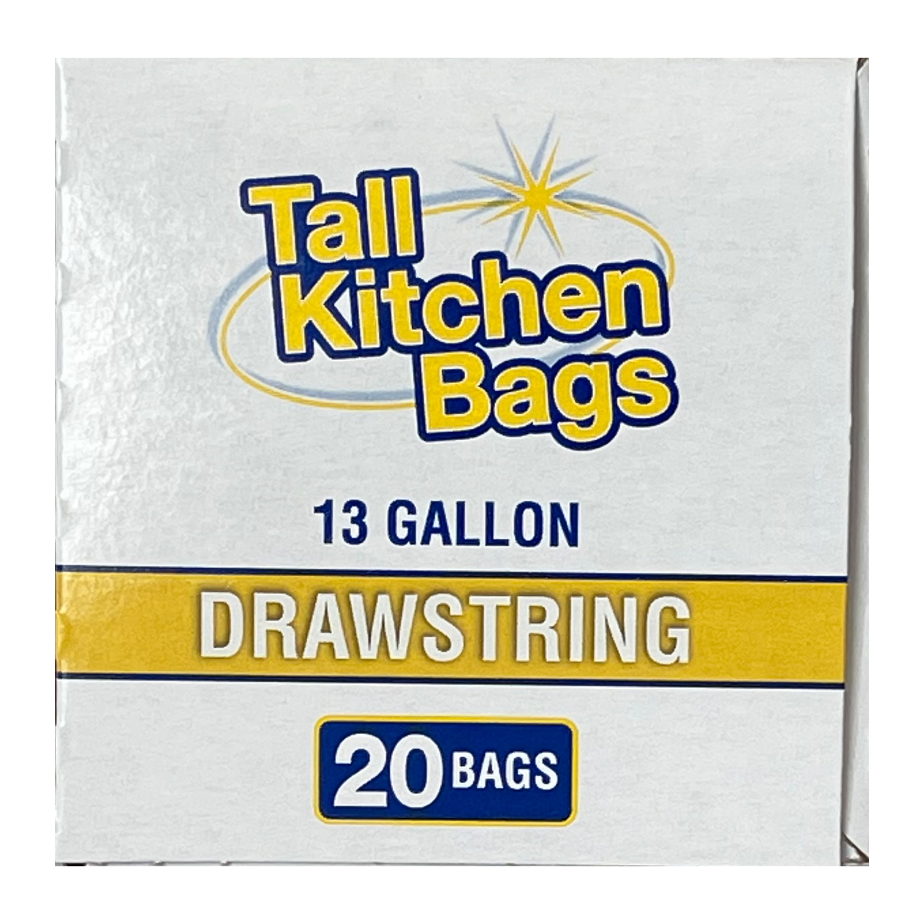 Handi-Bag Drawstring Kitchen Bags, 13 gal, 0.6 mil, 24 x 27.4, White, 50  Bags/Box, 6 Boxes/Carton (HAB6DK50CT)