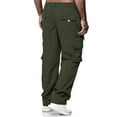 thumbnail image 6 of Blue Mens Cargo Sweatpants Fleece Wide Straight Leg Drawstring Sweatpant with Multi Pockets Heavyweight Workout Jogger Pant Warm Elastic High Waist Baggy Pant Athletic Plus Size Trousers 2XL, 6 of 7