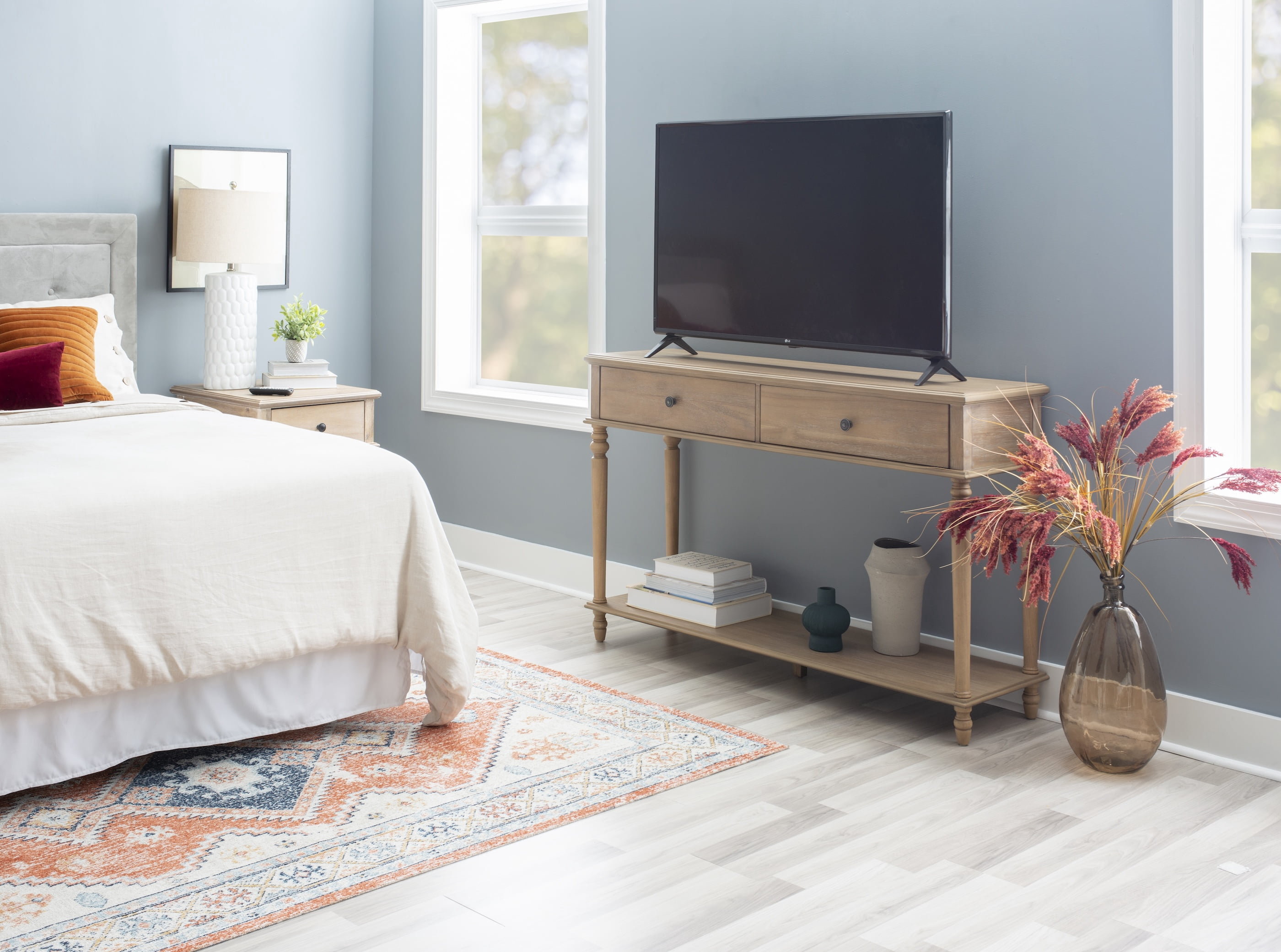 Powell Mcghie Rustic Two Drawer Wood Console Table with Shelf, Natural