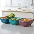 thumbnail image 4 of Juegos de tazones de colador de colador de cocina, 2 en 1 Cuenco de lavado y colador de plástico grande multifunción, Ahorro de espacio, para frutas Verduras Limpieza Cesta de mezcla de lavado MFZFUKR WRMH-1193-1, 4 of 7