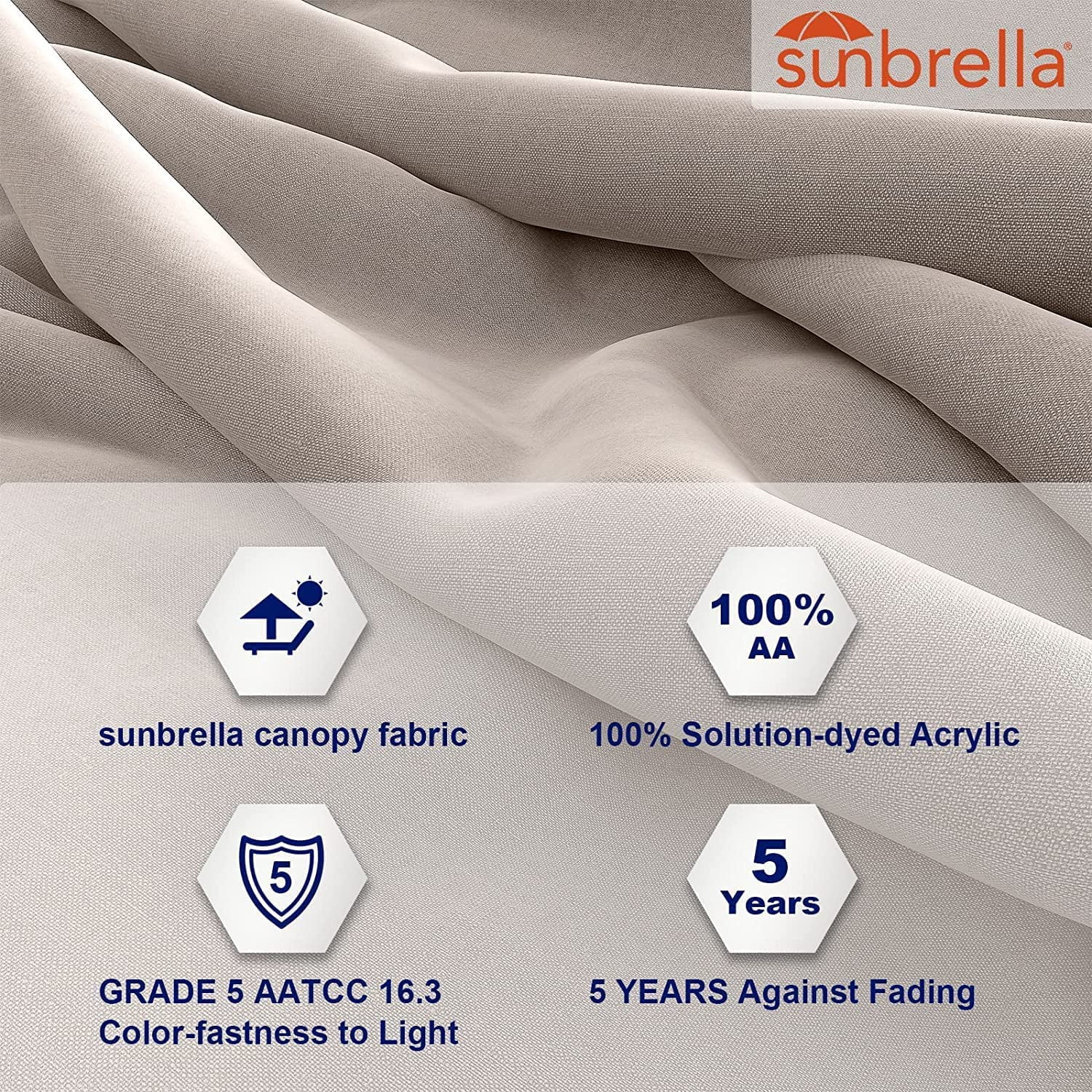 Grand Patio x SUNBRELLA 10 ft Square Patio Umbrella Deluxe Curvy Aluminum Offset Umbrella, Outdoor Cantilever Umbrella w/ Base, Canvas Flax