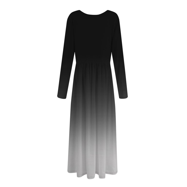 empire waist maxi dress long sleeve Round Neck Long Sleeve Empire Waist Pleated Maxi Dress Aurohaya