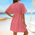 thumbnail image 5 of Summer Savings! Enjoytime Dresses for Women 2024 Women Fashion V-Neck Solid Color Ice and Lace Patchwork Beach Swimsuit Over Top Beach Dresses for Women Summer Vacation, 5 of 5