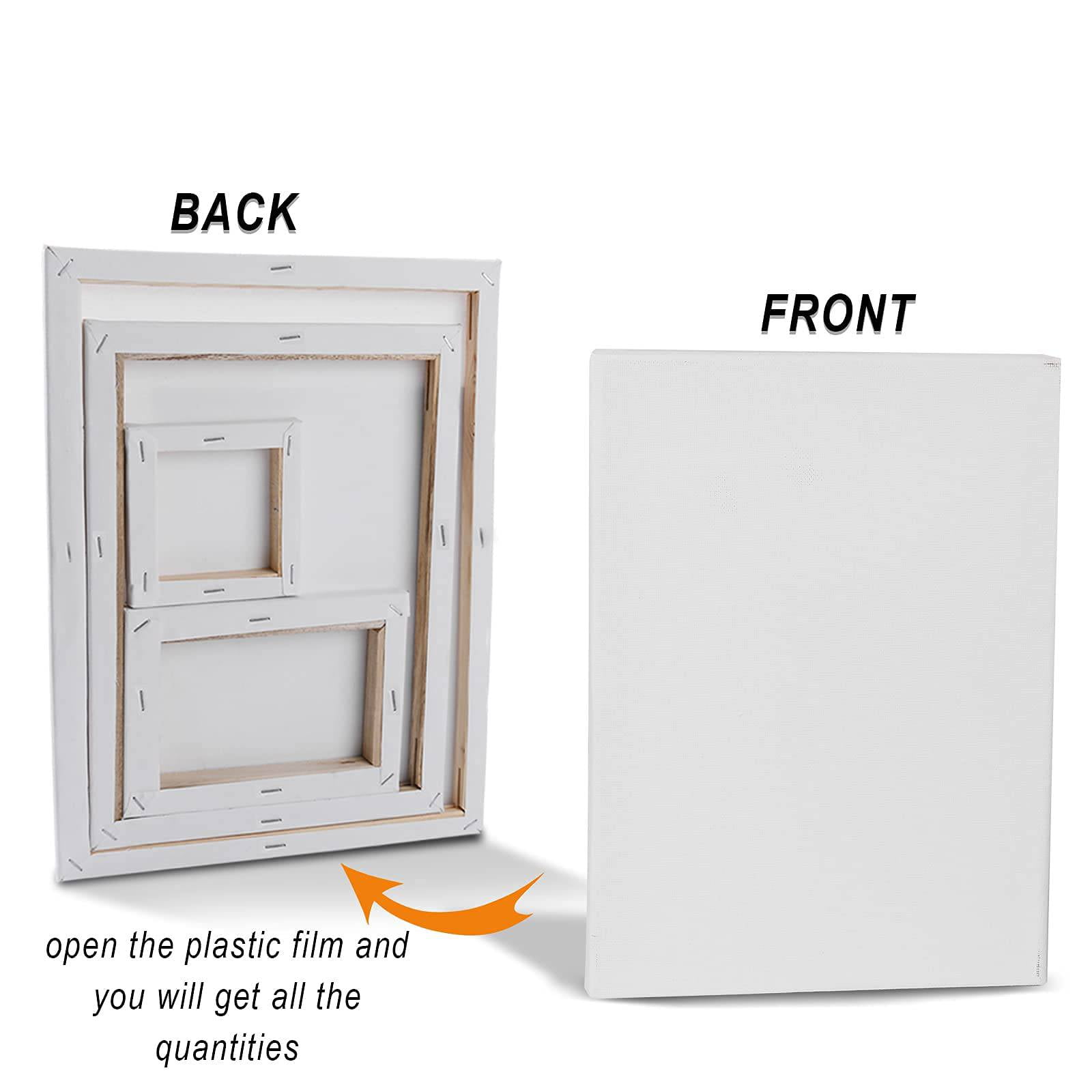 24-Pack Painting Canvases, 8 Sizes Square & Round Cotton Canvas Boards for Acrylic & Oil